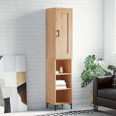 vidaXL - Hoge - kast - 34,5x34x180 - cm - bewerkt - hout - sonoma - eikenkleurig