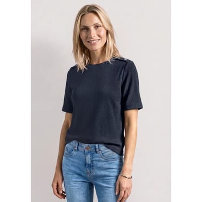 Shirt met ronde hals en knoopdetails
