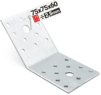 LUN FIX - Hoekverbinder 135° 75 x 75 x 60 mm - 2,5 mm - Sterk - Zwaar - Verzinkt