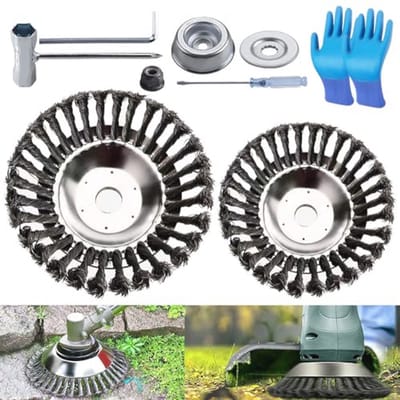 Onkruidborstel voor grastrimmer en bosmaaier - Professionele onkruidverwijderaar met 25,4 mm boring, inclusief installatieaccessoires