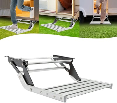 VIEMAE Opstapje caravan of camper - Trap caravan of camper - Inklapbaar - 54x61x20cm - 150 kg belastbaar - RVS & aluminium