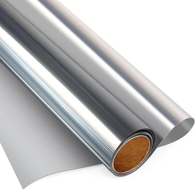 Famanu – Privacyfolie voor eenrichting, reflecterend zonwerend warmte-isolerend raamfolie met spiegelende anti-verblinding en zelfklevende raamtint in zilver, 90 x 200 cm