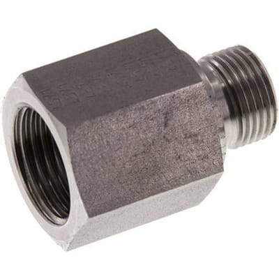 G 3/8'' x G 1/2'' M/F RVS Neusstuk 630 Bar - Hydrauliek - FL2S-MF-STE-038G-012G