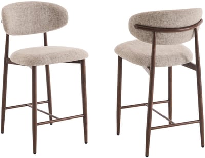 Dailygoods- Barkruk Set van 2 - Ergonomische Barkrukken - Japanse Stijl - Houtlook Metalen Poten - Duurzame Bekleding - Comfortabele Barstoelen - Barstoel