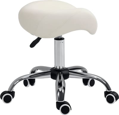 HOMCOM Salonkruk PU, nylon, ijzer, schuim 52L x 53B x 49-61H cm Wit