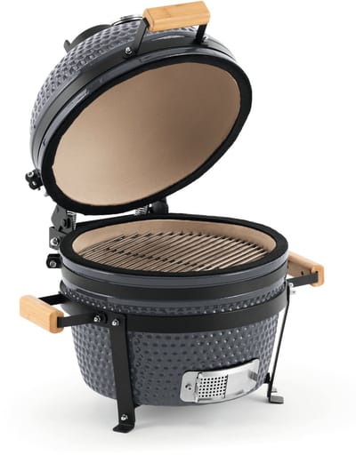 Landmann Kamado BBQ 16 inch Grijs - Keramische Grill - MLS Pizzasteen - Houtskoolbarbecue Ø35,5 cm - BBQ Egg - Thermometer - 4-6 Personen