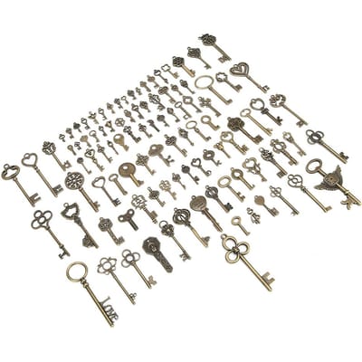 Bronzen Sleutel Decoratie Vintage DIY Hangers Notitieboekjes Kleding Materialen(100 stuks stijlen) gray