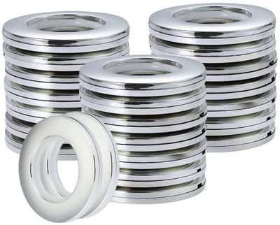 Gordijnringen met ringen, 40 mm plastic ringclips doe-het-zelf voor raam, douche, kluis (helder zilver)