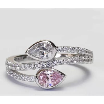 Huitan Nieuwe Waterdruppel Roze/Witte Zirkonia Ringen Exquise Trendy Trouwring Accessoires Vrouwen Delicaten Edel Sieraden 8 gray