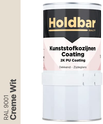 Holdbar Kunststofkozijnen Coating Creme Wit (RAL 9001) 1 Kg - Kunststof Kozijnen Schilderen - Hecht direct op kunststof - 100% UV-bestendig - kunststof kozijnen verven