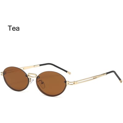 Lunettes de soleil Punk sans monture Tendance Métal Protection UV400 Verres Dégradés Lunettes Dégradées Lunettes de soleil sans monture pour Femmes et Hommes Tea