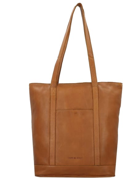 GREENBURRY Leren shopper schoudertas Colombiana Vertical Shopper Nougat bruine