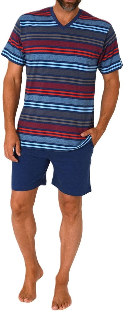 Normann Heren Pyjama Shorty met korte mouwen in nobel streepdesign - ook in overmaten