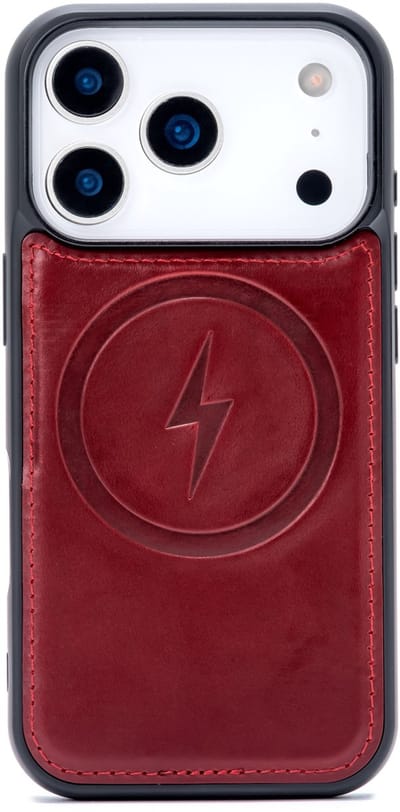 Casemania Echt Leren Hoesje Geschikt voor Apple iPhone 17 Pro Max - Maroon Red - Geschikt voor MagSafe - Leer Back Cover