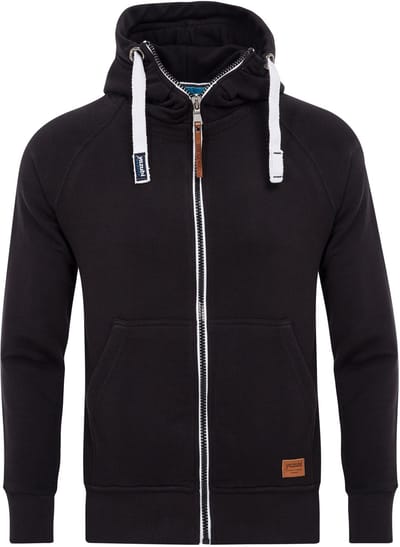 Yazubi Heren Hoodie Jacob – Regular Fit – Katoenmix Stretch – Zwart – Rits & Kap