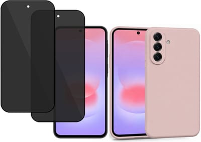 ChiGuard Hoesje & 2x Privacy Screenprotector geschikt voor Samsung Galaxy A37 – Privé Gehard Glas Cover - Case - Roze
