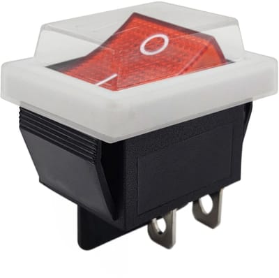 ProRide Wipschakelaar ON-OFF KCD4-202 - met Wit Beschermkapje - 2 Polig - 250V/16A - 30x22mm - Rood zonder controlelampje
