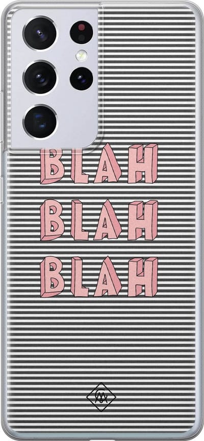 Casimoda® hoesje - Geschikt voor Samsung S21 Ultra - Blah Blah Blah - Backcover - Siliconen/TPU - Blauw
