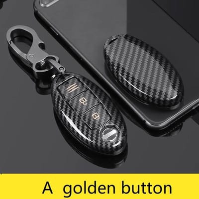 Coque de clé de voiture en fibre de carbone brillante ABS pour porte-clés Infiniti Fx35 Fx37 Fx50 G25 G35 G37 Jx35 M35 M37 M45 Q70 black