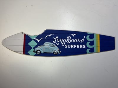 Houten surfplank wandbord longboard surfers 60cm