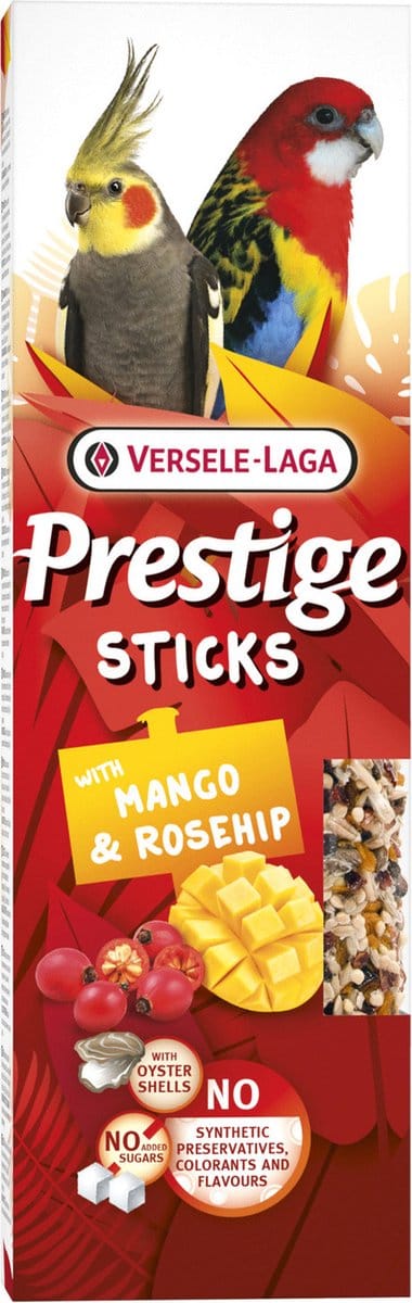 Versele-Laga Prestige Sticks Grote Parkieten - Vogelsnack - Mango Rozenbottel 140 g 2 stuks