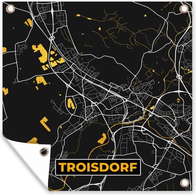 Tuin poster Goud – Duitsland – Plattegrond – Gold – Stadskaart – Kaart – Troisdorf - 200x200 cm - Tuindoek