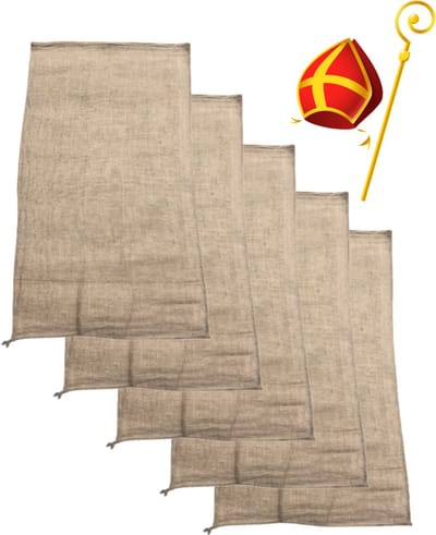Sinterklaas Jute zak, Set 5 stuks, Stevig