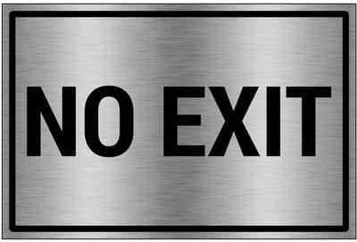 No exit bord - gecoat brushed aluminium - grijs zwart | 30 x 20 cm