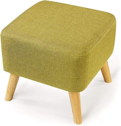 Voetenbankje Vierkant - Ottomaan Poef - Ontspannen Zitten - Afneembare Linnen Hoes - 45x45x45 cm - Groen