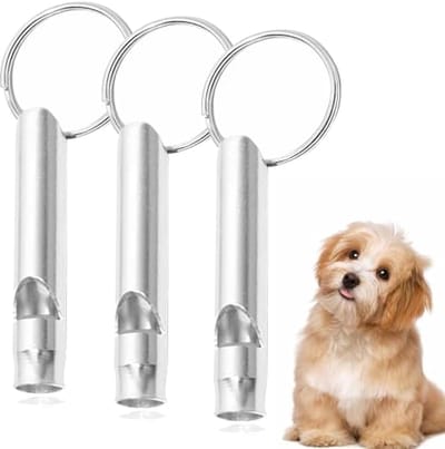 3-Pack Hondenfluit - Hoge Frequentie Training voor Terugroep en Gedragsbeheersing - Inclusief Sleutelhanger (Zilver)