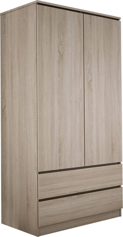 Meubel Square - Kledingkast Opbergo - Licht Eiken - Garderobekast met twee lades - Slaapkamer Kast