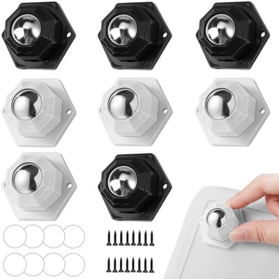8 Zelfklevende Zwenkwielen, Zwarte Mini Meubelwielen met 360° Beweging, Ideaal voor Keukenapparatuur en Meubels