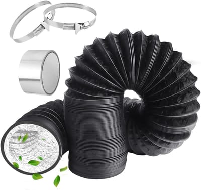 afvoerslang, 80 mm, 3 m, flexibele pvc-slang, aluminium flexslang met 2 roestvrijstalen slangklemmen en 1 rol aluminiumfolietape voor airconditioning, wasdroger, afzuigkap