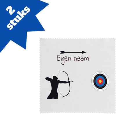 Akyol - boogschieten met naam brillendoekjes - Sport - boogschieters - cadeau - verjaardag - geschenk - gepersonaliseerde jongens en meisjes - 17,8 bij 17,8 cm - 2 stuks