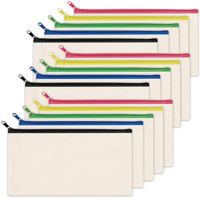 Set van 15 Lege Stoffen Tassen 21 x 12 cm - Creatieve Tassen voor Schilderen, Pennen en Make-up, Ideaal voor Kinderen en Feestjes