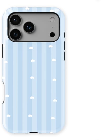DripCase Hoesje geschikt voor iPhone 17 Pro | Happy Stripes Motief | Magnetisch Opladen | 2-in-1 Ontwerp | Vrolijke Backcover geschikt voor iPhone 17 Pro Cotton Sky