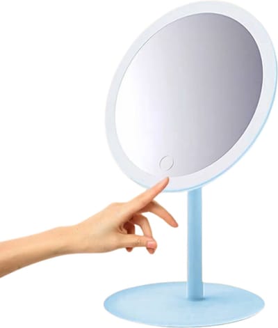 Nivard Opmaakspiegel Met Ledverlichting - Make Up Spiegel - Met Led Verlichting - Tafelspiegel - Met Licht - Staande Spiegel - Blauw