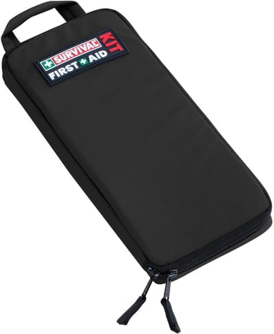 Survival Slimline First Aid Kit - Zwart - EHBO-set voor Wandelen, Skiën & Mountainbiken - Ultradun
