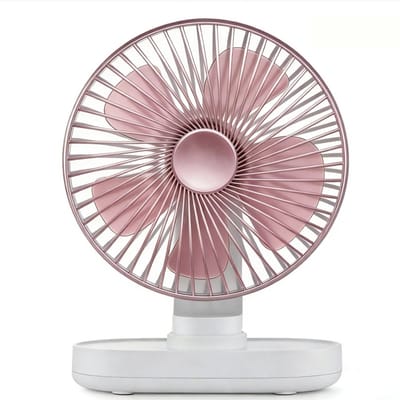 Tafelventilator - Oplaadbare Tafelventilator - 4 Snelheden - Oscillatie - Stille Bureauventilator met 4000mAh Accu - Draadloze Fan voor Thuiswerken en Slaapkamer - Roze