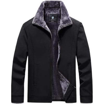 Winter heren casual fluwelen verdikte thermische revers jas middelbare leeftijd en oudere jas M zwart