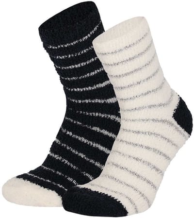 Apollo bedsokken / huissokken - dames - 2-pack - blauw/wit - one size - Slaapsokken - Slofsokken