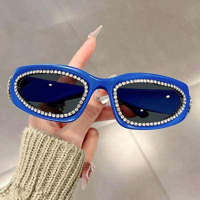 Lunettes élégantes incrustées de diamants lunettes décoratives tendance et de style individuel lunettes de soleil pour vélo d'extérieur