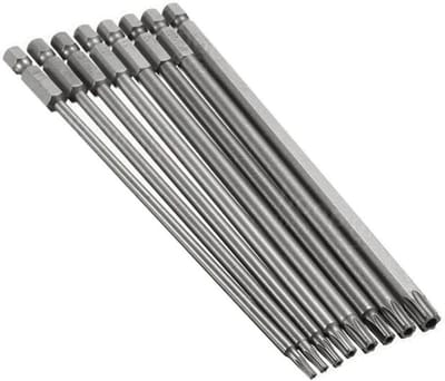 Allecto Plus - 8-delige Set Torx Schroevendraaier Bits 150mm 1/4 Inch Hex Shank - S2 Staal - Magnetisch - Beveiliging - T8 T10 T15 T20 T25 T27 T30 T40