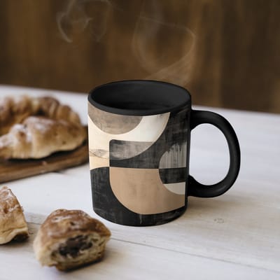 Magische Mok - Foto op Warmte Mokken - Koffiemok - Abstract - Vormen - Modern - Beige - Magic Mok - Beker - 350 ML - Theemok