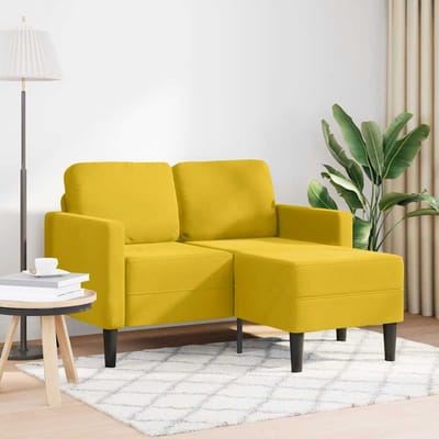 vidaXL - 2-zitsbank - met - ligstoel - L-vormig - 125 - cm - fluweel - geel