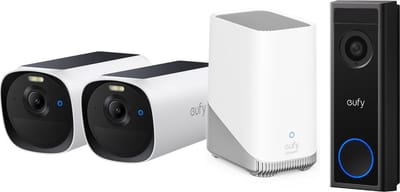 eufy E40 2-CamSet (HomeBase 3 S380) - draadloze outdoor beveiligings camera op zonne-energie - 2K-resolutie, MaxColor nachtzicht + eufy C30 2K Draadloze Video Deurbel 2K op Accu - Bundelvoordeel