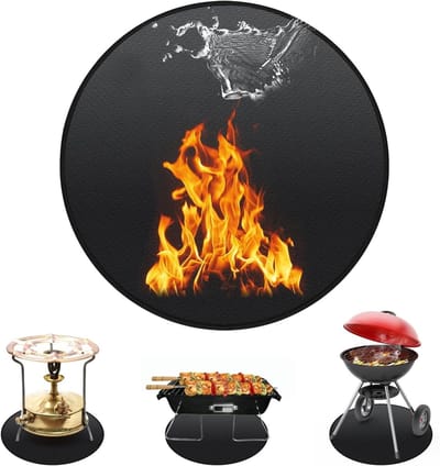 Heat Protection Mat - Round Fireproof Underlay 50 cm - Waterproof and Foldable - Smoke-free Fire Bowl Mat - Double-Sided Silicone - Suitable for Outdoors