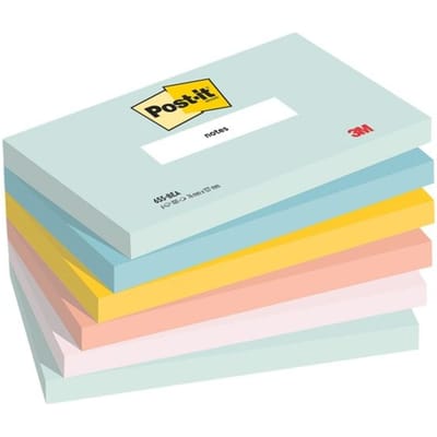 Post-it Notes, 100 vel, ft 76 x 127 mm, pak van 6 blokken, Beachside colour collection 12 stuks