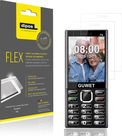 dipos – 2x Beschermfolie geschikt voor Guwet P8 | 3D Full Cover Screenprotector | 100% Passend