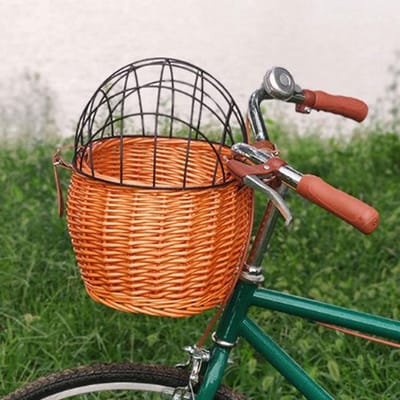 Wicker Fietstas voor Stuur - Handgeweven Fietsmand voor Boodschappen & Decoratie
